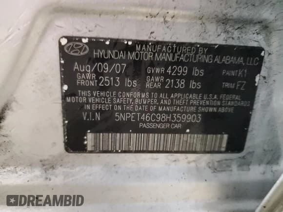 ✅ 2008 Hyundai Sonata GLS • VIN: 5NPET46C98H359903 • Лот: 89150795. Опубликован ранее на Copart с пробегом 64 094 миль. Бесплатный доступ к архиву аукционных продаж из США и подробный отчёт об истории автомобиля на DreamBid. Изображение 12.