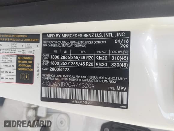 ✅ 2016 Mercedes-Benz GLE 350 • VIN: 4JGDA5JB9GA763209 • Лот: 42605541. Опубликован ранее на IAAI с пробегом 75 461 миль. Бесплатный доступ к архиву аукционных продаж из США и подробный отчёт об истории автомобиля на DreamBid. Изображение 9.