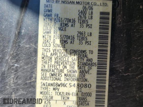 ✅ 2006 Nissan Xterra X • VIN: 5N1AN08W96C548080 • Lot: 91668295. Wystawiony na Copart z przebiegiem 111 171 mil. Bezpłatny archiwum sprzedaży aukcyjnych z USA i szczegółowy raport historii pojazdu na DreamBid. Zdjęcie 14.