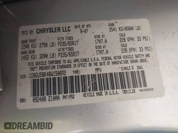 2008 Dodge Nitro SLT с VIN 1D8GU58K48W150872, выставлен на аукционе IAAI как лот 41845277 с пробегом 187 927 миль миль и . История ставок и продаж доступна на DreamBid. Изображение 9.