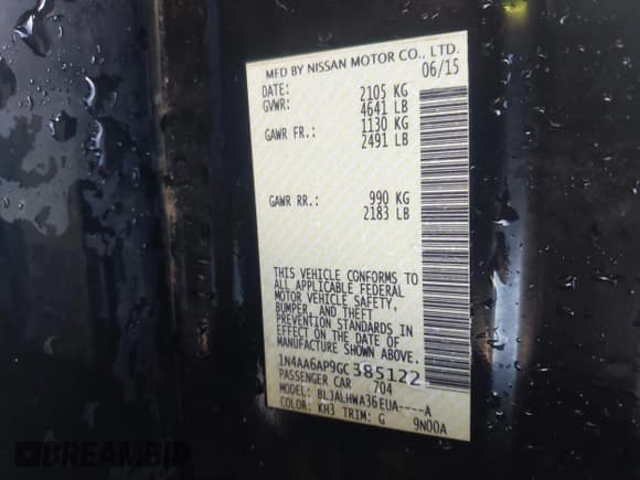 ✅ 2016 Nissan Maxima SV • VIN: 1N4AA6AP9GC385122 • Lot: 43646309. Listed on IAAI with 74,727 mi. Free auction sales archive from the USA and detailed vehicle history report at DreamBid. Image 9.