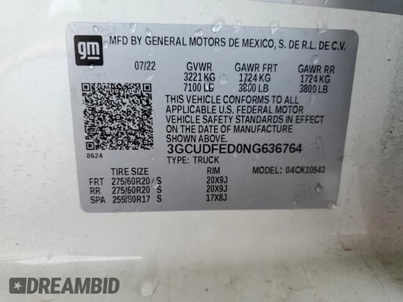 ✅ 2022 Chevrolet Silverado 1500 LT Trail Boss • VIN: 3GCUDFED0NG636764 • Lot: 81686025. Wystawiony na Copart z przebiegiem 39 839 mil. Bezpłatny archiwum sprzedaży aukcyjnych z USA i szczegółowy raport historii pojazdu na DreamBid. Zdjęcie 12.