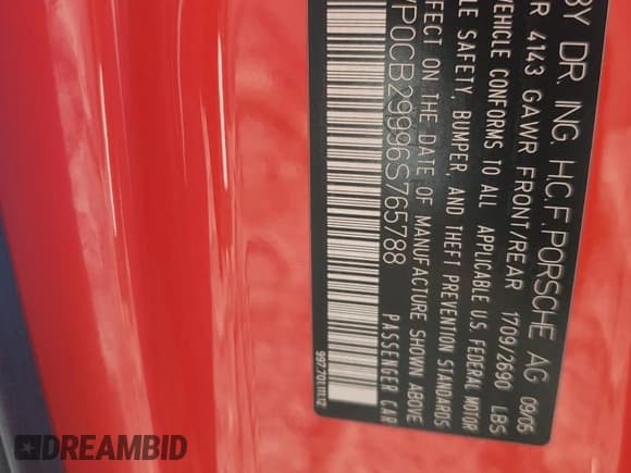 ✅ 2006 Porsche 911 Carrera S • VIN: WP0CB29996S765788 • Lot: 69903095. Wystawiony na Copart z przebiegiem 147 375 mil. Bezpłatny archiwum sprzedaży aukcyjnych z USA i szczegółowy raport historii pojazdu na DreamBid. Zdjęcie 12.