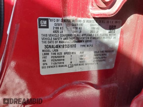 ✅ 2014 Chevrolet Captiva Sport LTZ • VIN: 3GNAL4EK1ES551610 • Lot: 42764995. Wystawiony na Copart z przebiegiem 179 578 mil. Bezpłatny archiwum sprzedaży aukcyjnych z USA i szczegółowy raport historii pojazdu na DreamBid. Zdjęcie 13.