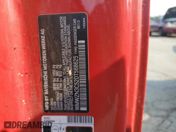 ✅ 2013 MINI Convertible • VIN: WMWZN3C52DT568625 • Лот: 67493415. Опубликован ранее на Copart с пробегом 123 843 миль. Бесплатный доступ к архиву аукционных продаж из США и подробный отчёт об истории автомобиля на DreamBid. Изображение 14.