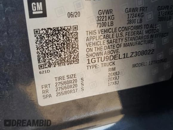 ✅ 2020 GMC Sierra 1500 SLT • VIN: 1GTU9DEL1LZ308022 • Лот: 67800695. Опубликован ранее на Copart с пробегом 138 709 миль. Бесплатный доступ к архиву аукционных продаж из США и подробный отчёт об истории автомобиля на DreamBid. Изображение 12.