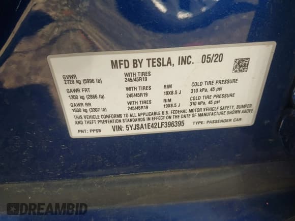 ✅ 2020 Tesla Model S Performance • VIN: 5YJSA1E42LF396395 • Лот: 41856377. Опубликован ранее на IAAI с пробегом 107 123 миль. Бесплатный доступ к архиву аукционных продаж из США и подробный отчёт об истории автомобиля на DreamBid. Изображение 9.