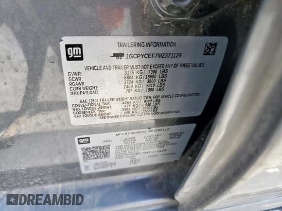 ✅ 2021 Chevrolet Silverado 1500 Custom Trail Boss • VIN: 1GCPYCEF7MZ371129 • Lot: 85895145. Wystawiony na Copart z przebiegiem 122 486 mil. Bezpłatny archiwum sprzedaży aukcyjnych z USA i szczegółowy raport historii pojazdu na DreamBid. Zdjęcie 12.