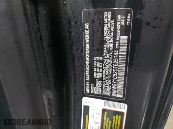 ✅ 2013 MINI Roadster • VIN: WMWSY1C52DT625144 • Lot: 43969085. Listed on Copart with 35,090 mi. Free auction sales archive from the USA and detailed vehicle history report at DreamBid. Image 13.