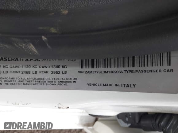 ✅ 2021 Maserati Ghibli S GranLusso • VIN: ZAM57YSL3M1362066 • Лот: 42102072. Опубликован ранее на IAAI с пробегом 55 418 миль. Бесплатный доступ к архиву аукционных продаж из США и подробный отчёт об истории автомобиля на DreamBid. Изображение 9.