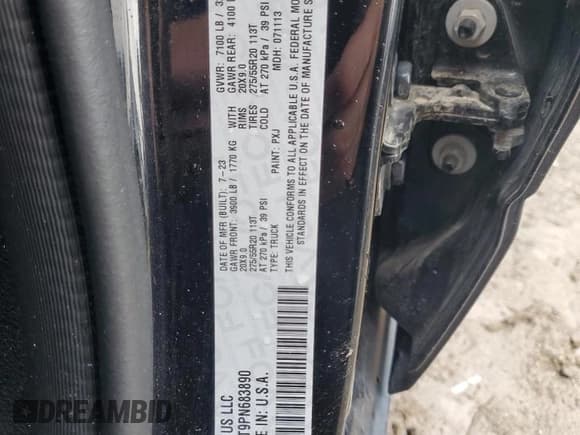 ✅ 2023 Ram 1500 Lone Star • VIN: 1C6SRFFT9PN683890 • Lot: 64194205. Listed on Copart with 44,657 mi. Free auction sales archive from the USA and detailed vehicle history report at DreamBid. Image 13.