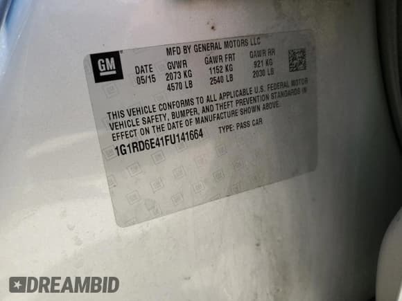 ✅ 2015 Chevrolet Volt • VIN: 1G1RD6E41FU141664 • Lot: 56692664. Wystawiony na Copart z przebiegiem 183 015 mil. Bezpłatny archiwum sprzedaży aukcyjnych z USA i szczegółowy raport historii pojazdu na DreamBid. Zdjęcie 13.