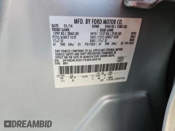 ✅ 2014 Ford Edge SE • VIN: 2FMDK3GC7EBA36816 • Лот: 82661675. Опубликован ранее на Copart с пробегом 92 988 миль. Бесплатный доступ к архиву аукционных продаж из США и подробный отчёт об истории автомобиля на DreamBid. Изображение 13.