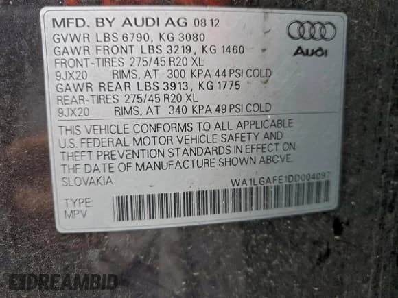 ✅ 2013 Audi Q7 Premium Plus • VIN: WA1LGAFE1DD004097 • Lot: 95960875. Wystawiony na Copart z przebiegiem 124 174 mil. Bezpłatny archiwum sprzedaży aukcyjnych z USA i szczegółowy raport historii pojazdu na DreamBid. Zdjęcie 14.