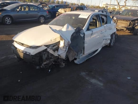 ✅ 2021 Infiniti Q50 Luxe • VIN: JN1EV7BP5MM701791 • Lot: 43565289. Listed on IAAI with 93,142 mi. Free auction sales archive from the USA and detailed vehicle history report at DreamBid. Image 2.