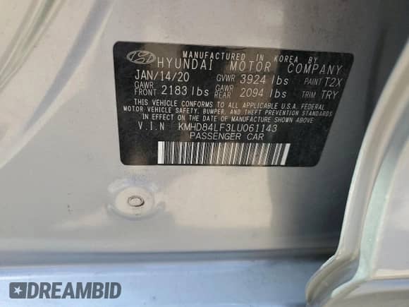 2020 Hyundai Elantra Value Edition with VIN KMHD84LF3LU061143, listed as a Copart auction lot 86491125 with 31,810 mi miles and Salvage title. Bid and sale history available at DreamBid. Image 13.