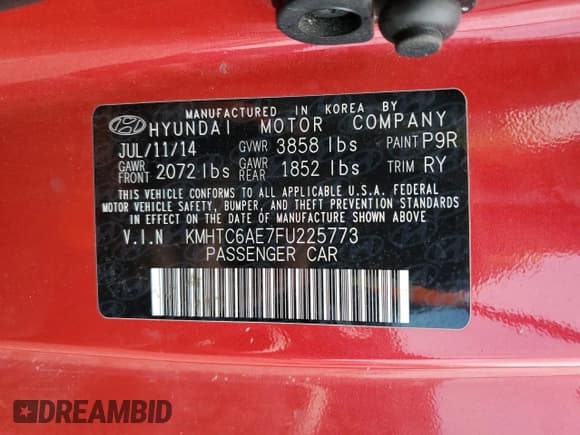 ✅ 2015 Hyundai Veloster Turbo • VIN: KMHTC6AE7FU225773 • Lot: 71656824. Listed on Copart with 58,058 mi. Free auction sales archive from the USA and detailed vehicle history report at DreamBid. Image 14.