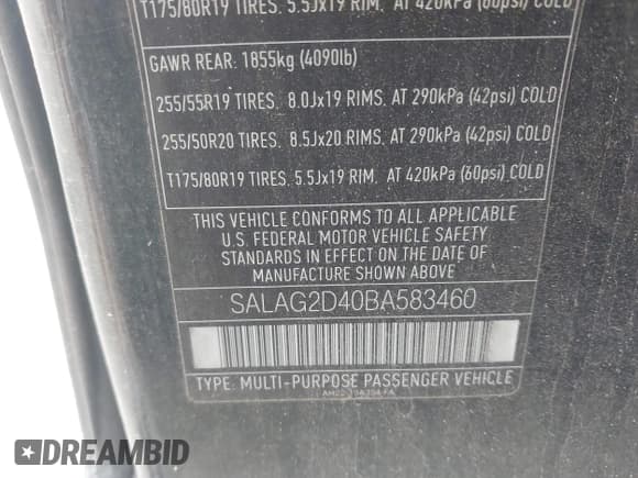 ✅ 2011 Land Rover LR4 HSE • VIN: SALAG2D40BA583460 • Lot: 42795572. Listed on IAAI with 152,303 mi. Free auction sales archive from the USA and detailed vehicle history report at DreamBid. Image 9.