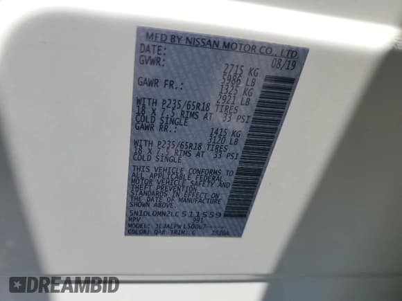 ✅ 2020 Infiniti QX60 Pure • VIN: 5N1DL0MN2LC511559 • Lot: 68394365. Wystawiony na Copart z przebiegiem 76 305 mil. Bezpłatny archiwum sprzedaży aukcyjnych z USA i szczegółowy raport historii pojazdu na DreamBid. Zdjęcie 14.