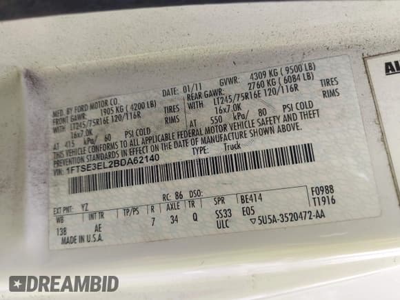 ✅ 2011 Ford Econoline Cargo Commercial • VIN: 1FTSE3EL2BDA62140 • Lot: 43217715. Wystawiony na IAAI z przebiegiem 86 023 mil. Bezpłatny archiwum sprzedaży aukcyjnych z USA i szczegółowy raport historii pojazdu na DreamBid. Zdjęcie 9.