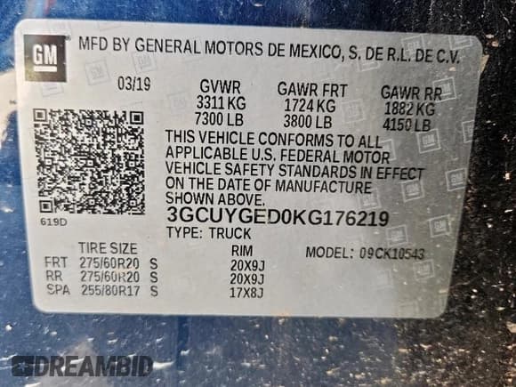 ✅ 2019 Chevrolet Silverado 1500 LTZ • VIN: 3GCUYGED0KG176219 • Lot: 86501615. Wystawiony na Copart z przebiegiem 128 953 mil. Bezpłatny archiwum sprzedaży aukcyjnych z USA i szczegółowy raport historii pojazdu na DreamBid. Zdjęcie 12.