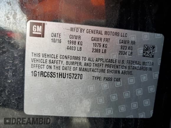 ✅ 2017 Chevrolet Volt LT • VIN: 1G1RC6S51HU157270 • Lot: 42727584. Wystawiony na Copart z przebiegiem 141 212 mil. Bezpłatny archiwum sprzedaży aukcyjnych z USA i szczegółowy raport historii pojazdu na DreamBid. Zdjęcie 14.