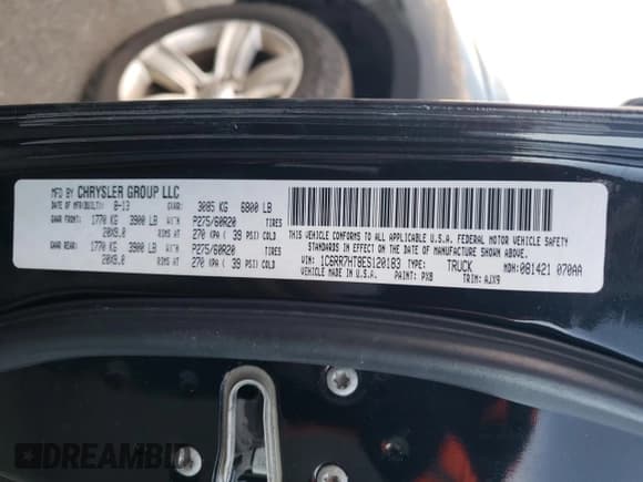 ✅ 2014 Ram 1500 Sport • VIN: 1C6RR7HT8ES120183 • Lot: 93343005. Listed on Copart with 157,470 mi. Free auction sales archive from the USA and detailed vehicle history report at DreamBid. Image 12.