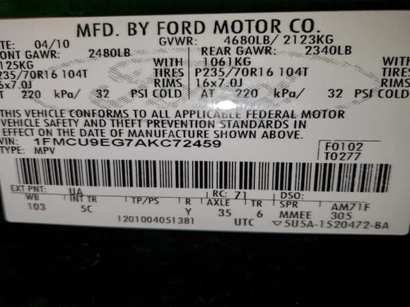 ✅ 2010 Ford Escape Limited • VIN: 1FMCU9EG7AKC72459 • Lot: 93990755. Listed on Copart with 142,651 mi. Free auction sales archive from the USA and detailed vehicle history report at DreamBid. Image 13.