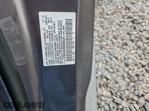 ✅ 2014 Honda Odyssey Touring • VIN: 5FNRL5H92EB056545 • Lot: 93947975. Listed on Copart with 98,901 mi. Free auction sales archive from the USA and detailed vehicle history report at DreamBid. Image 13.