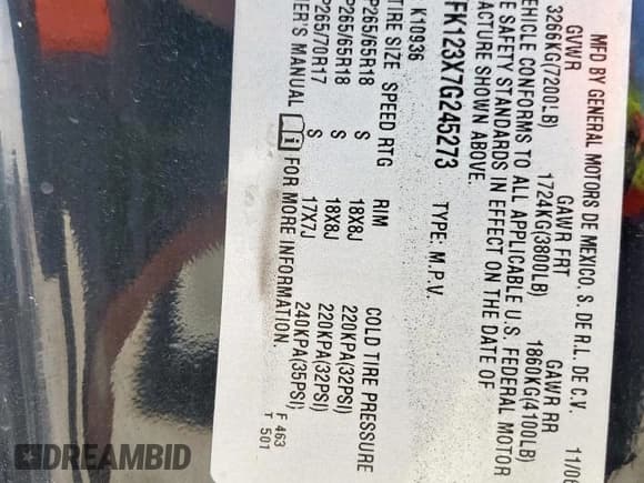 ✅ 2007 Chevrolet Avalanche 2LT • VIN: 3GNFK123X7G245273 • Лот: 93553655. Опубликован ранее на Copart с пробегом 247 356 миль. Бесплатный доступ к архиву аукционных продаж из США и подробный отчёт об истории автомобиля на DreamBid. Изображение 12.