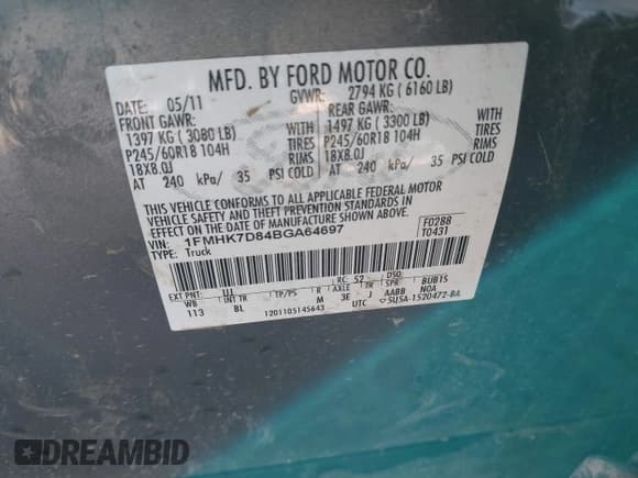 ✅ 2011 Ford Explorer XLT • VIN: 1FMHK7D84BGA64697 • Lot: 43656226. Wystawiony na IAAI z przebiegiem 108 320 mil. Bezpłatny archiwum sprzedaży aukcyjnych z USA i szczegółowy raport historii pojazdu na DreamBid. Zdjęcie 9.