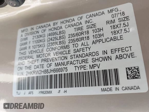 ✅ 2018 Honda CR-V EX-L • VIN: 2HKRW2H88JH666975 • Lot: 43642190. Wystawiony na IAAI z przebiegiem 94 655 mil. Bezpłatny archiwum sprzedaży aukcyjnych z USA i szczegółowy raport historii pojazdu na DreamBid. Zdjęcie 9.