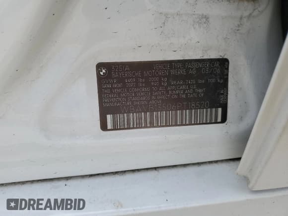 ✅ 2006 BMW 3 Series 325i • VIN: WBAVB13506PT18520 • Лот: 53155905. Опубликован ранее на Copart с пробегом 260 361 миль. Бесплатный доступ к архиву аукционных продаж из США и подробный отчёт об истории автомобиля на DreamBid. Изображение 14.