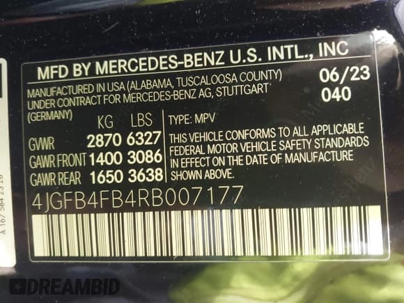 ✅ 2024 Mercedes-Benz GLE 350 • VIN: 4JGFB4FB4RB007177 • Lot: 43708838. Listed on IAAI with 89,786 mi. Free auction sales archive from the USA and detailed vehicle history report at DreamBid. Image 9.