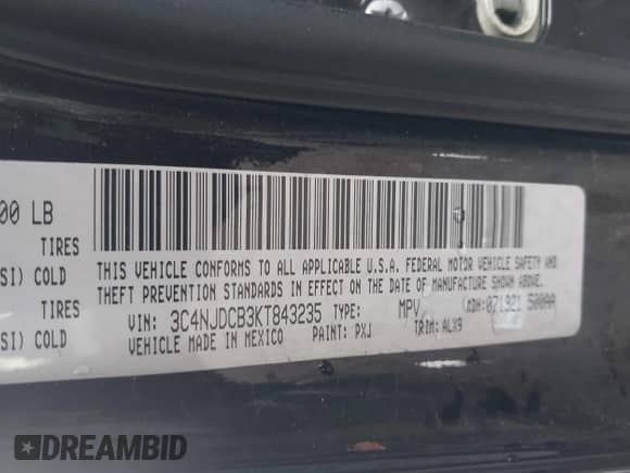 2019 Jeep Compass Limited z VIN 3C4NJDCB3KT843235, wystawiony jako IAAI lot #43383677 z przebiegiem 68 221 mil mil oraz . Historia ofert i sprzedaży dostępna na DreamBid. Obrazek 9.