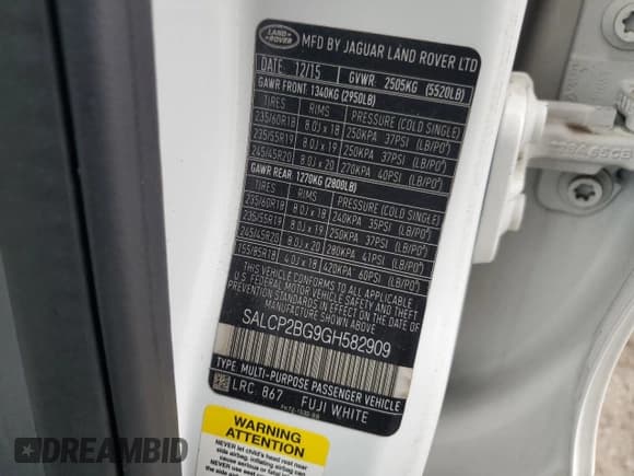 ✅ 2016 Land Rover Discovery Sport SE • VIN: SALCP2BG9GH582909 • Лот: 86530335. Опубликован ранее на Copart с пробегом 170 458 миль. Бесплатный доступ к архиву аукционных продаж из США и подробный отчёт об истории автомобиля на DreamBid. Изображение 13.