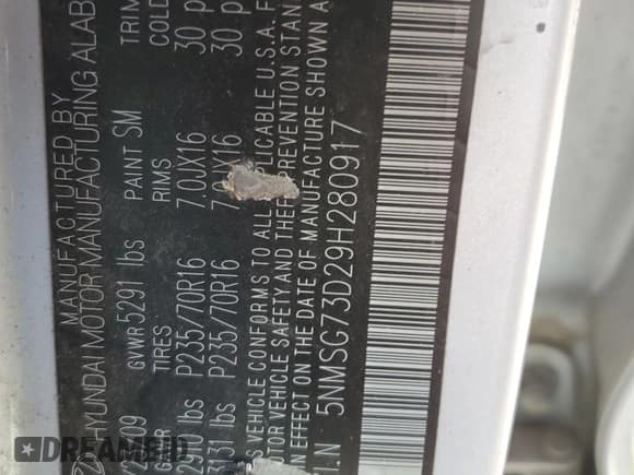 ✅ 2009 Hyundai Santa Fe GLS • VIN: 5NMSG73D29H280917 • Lot: 63268295. Listed on Copart with 89,121 mi. Free auction sales archive from the USA and detailed vehicle history report at DreamBid. Image 13.