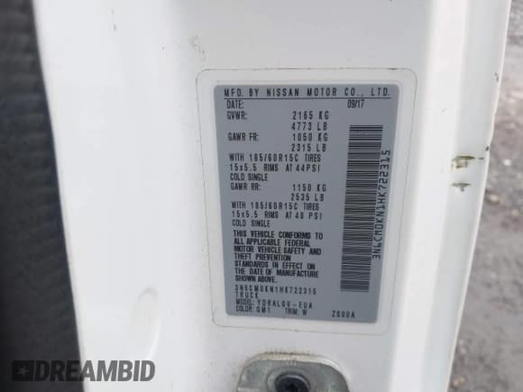 ✅ 2017 Nissan NV200 S • VIN: 3N6CM0KN1HK722315 • Lot: 43551613. Wystawiony na IAAI z przebiegiem 383 848 mil. Bezpłatny archiwum sprzedaży aukcyjnych z USA i szczegółowy raport historii pojazdu na DreamBid. Zdjęcie 9.