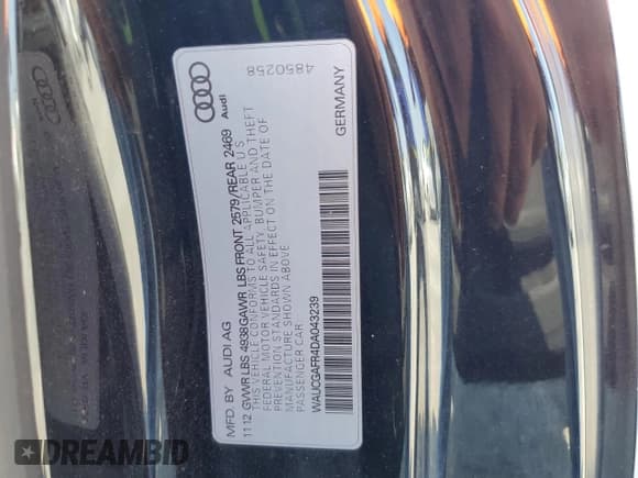 ✅ 2013 Audi S5 Premium Plus • VIN: WAUCGAFR4DA043239 • Lot: 64248005. Listed on Copart with 160,239 mi. Free auction sales archive from the USA and detailed vehicle history report at DreamBid. Image 12.