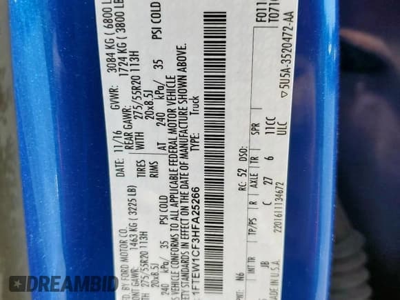 ✅ 2017 Ford F-150 XL • VIN: 1FTEW1CF3HFA25266 • Лот: 69420395. Опубликован ранее на Copart с пробегом 101 884 миль. Бесплатный доступ к архиву аукционных продаж из США и подробный отчёт об истории автомобиля на DreamBid. Изображение 12.