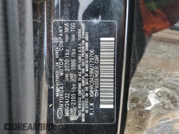 ✅ 2022 Hyundai Venue Limited • VIN: KMHRC8A39NU179706 • Лот: 69809385. Опубликован ранее на Copart с пробегом 54 274 миль. Бесплатный доступ к архиву аукционных продаж из США и подробный отчёт об истории автомобиля на DreamBid. Изображение 14.