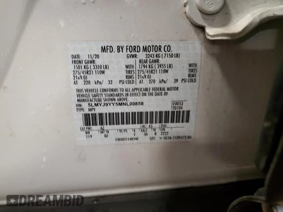 ✅ 2021 Lincoln Aviator Black Label Grand Touring • VIN: 5LMYJ9YY5MNL00858 • Lot: 52485515. Listed on Copart with 208 mi. Free auction sales archive from the USA and detailed vehicle history report at DreamBid. Image 14.