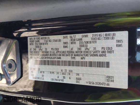 ✅ 2017 Lincoln MKC Select • VIN: 5LMCJ2C91HUL61346 • Lot: 43630088. Listed on IAAI with 49,800 mi. Free auction sales archive from the USA and detailed vehicle history report at DreamBid. Image 9.