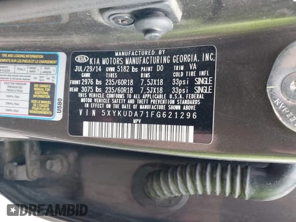 ✅ 2015 Kia Sorento EX • VIN: 5XYKUDA71FG621296 • Лот: 42724508. Опубликован ранее на IAAI с пробегом 188 926 миль. Бесплатный доступ к архиву аукционных продаж из США и подробный отчёт об истории автомобиля на DreamBid. Изображение 9.