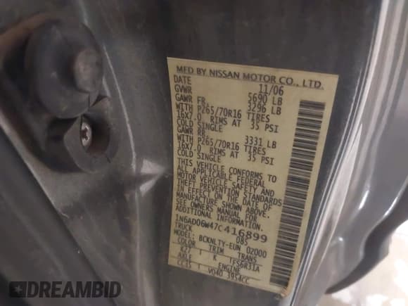 ✅ 2007 Nissan Frontier SE • VIN: 1N6AD06W47C416899 • Lot: 43835428. Listed on IAAI with 224,625 mi. Free auction sales archive from the USA and detailed vehicle history report at DreamBid. Image 9.