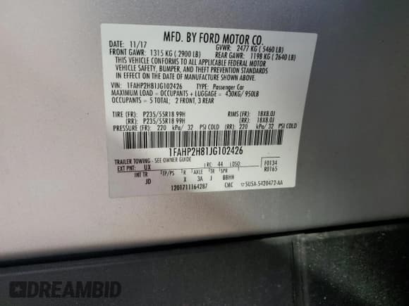 ✅ 2018 Ford Taurus SEL • VIN: 1FAHP2H81JG102426 • Lot: 46935005. Listed on Copart with 118,921 mi. Free auction sales archive from the USA and detailed vehicle history report at DreamBid. Image 14.