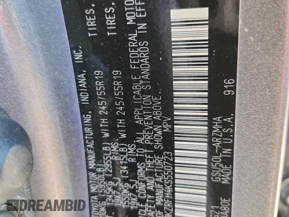 ✅ 2019 Toyota Highlander SE • VIN: 5TDKZRFH4KS550723 • Lot: 91647575. Listed on Copart with 133,805 mi. Free auction sales archive from the USA and detailed vehicle history report at DreamBid. Image 14.