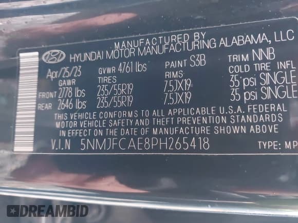 ✅ 2023 Hyundai Tucson SEL • VIN: 5NMJFCAE8PH265418 • Лот: 43352870. Опубликован ранее на IAAI с пробегом Не указан. Бесплатный доступ к архиву аукционных продаж из США и подробный отчёт об истории автомобиля на DreamBid. Изображение 9.