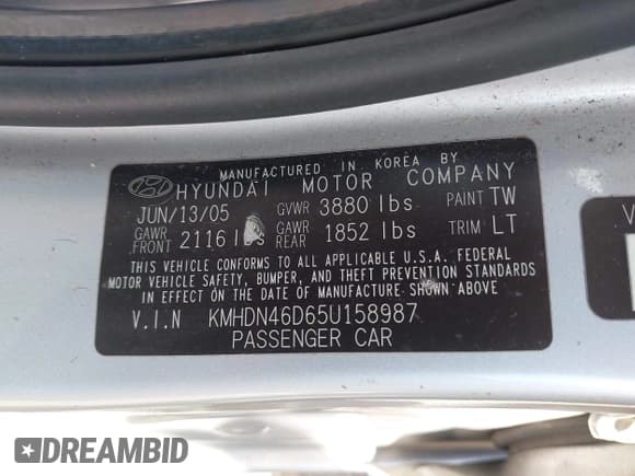 ✅ 2005 Hyundai Elantra GLS • VIN: KMHDN46D65U158987 • Lot: 43205374. Wystawiony na IAAI z przebiegiem 91 076 mil. Bezpłatny archiwum sprzedaży aukcyjnych z USA i szczegółowy raport historii pojazdu na DreamBid. Zdjęcie 9.