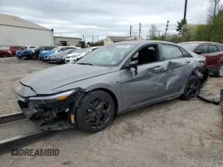 2024 Hyundai Elantra N Line with VIN KMHLR4DF0RU737208, listed as a Copart auction lot 55430165 with 8,626 mi miles and Salvage title. Bid and sale history available at DreamBid. Image 1.